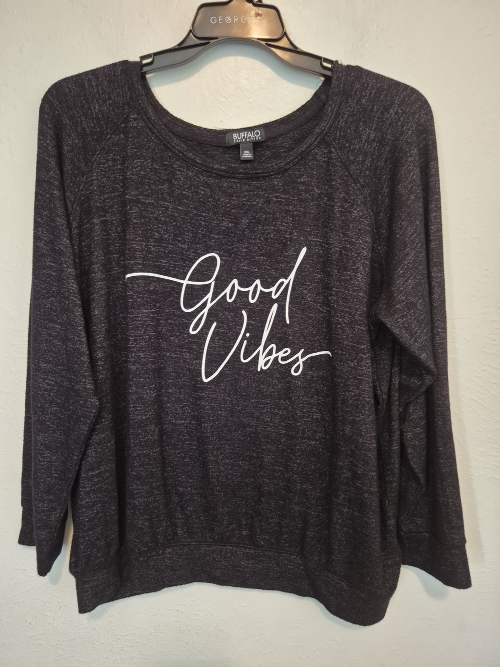 Buffalo David Bitton Women’s Dark Heather Gray 'Good Vibes' Crewneck Sweatshirt